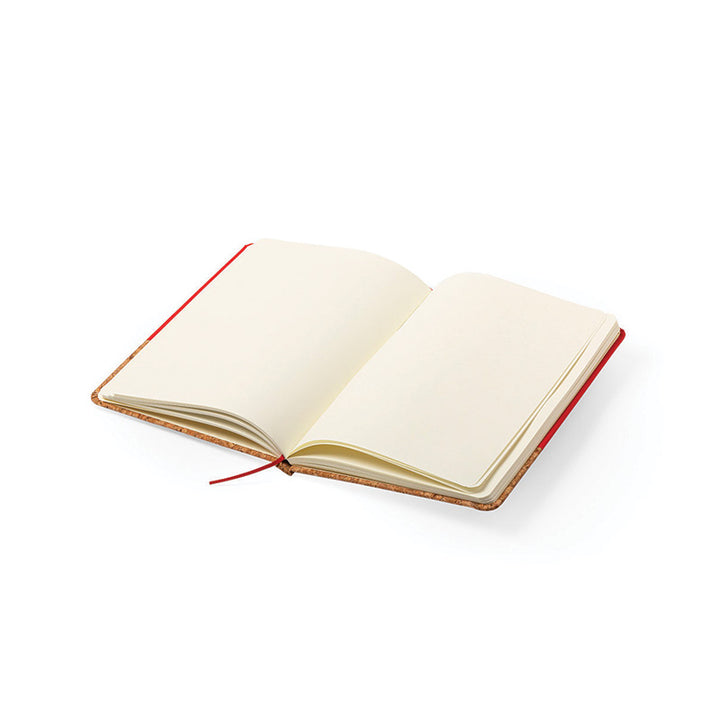 Intérieur du carnet en liège rouge personnalisable
