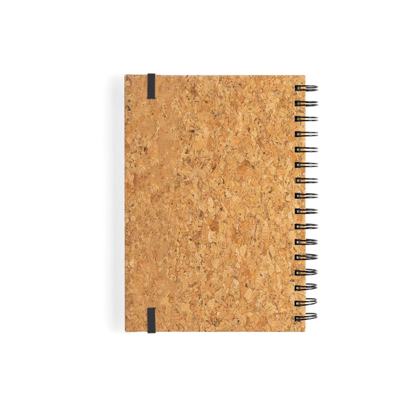 Face arrière du carnet à spirale en liège personnalisable