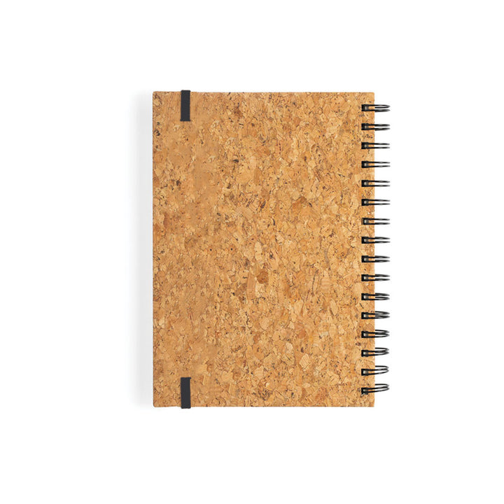 Face arrière du carnet à spirale en liège personnalisable