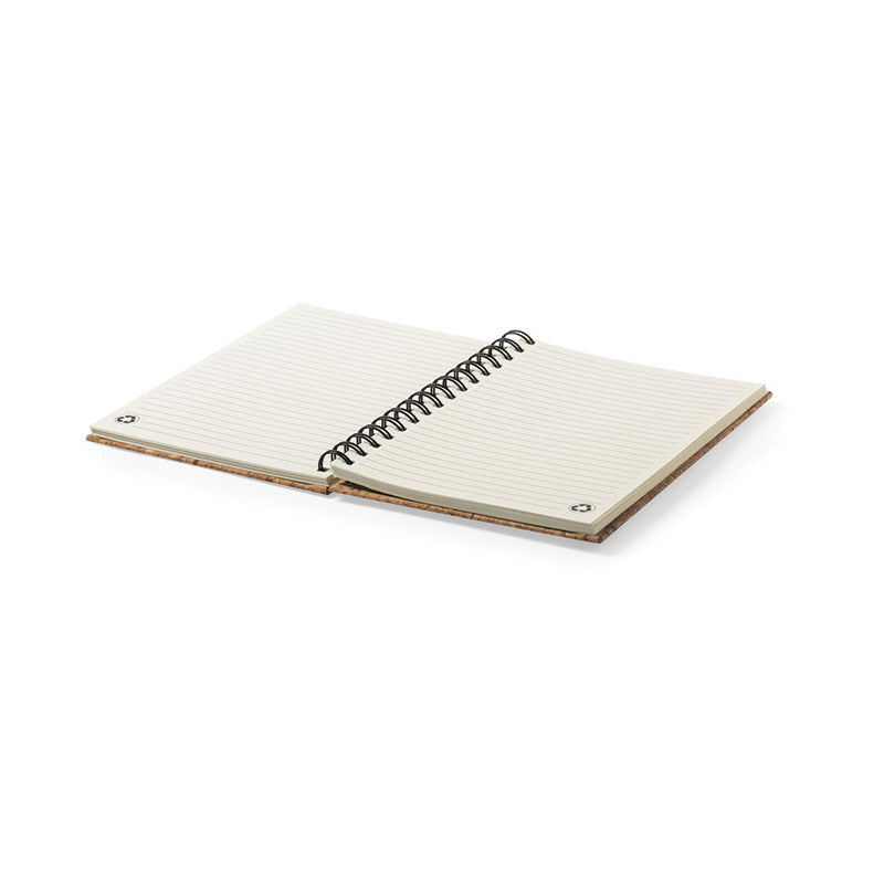 Intérieur du carnet à spirale en liège personnalisable