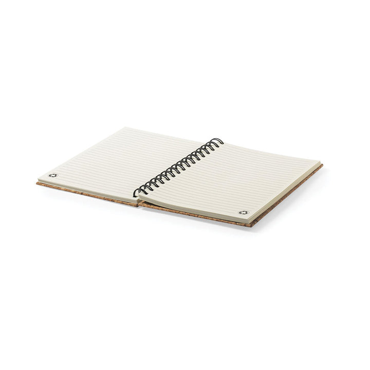 Intérieur du carnet à spirale en liège personnalisable