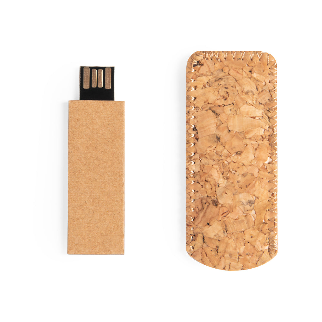Clé USB en carton avec son étui en liège personnalisable