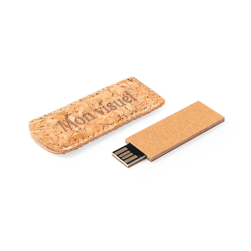 Clé USB en carton avec son étui en liège personnalisée
