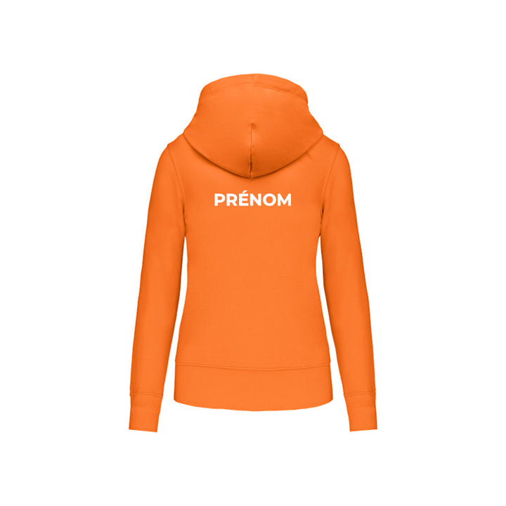 Dos du sweat-shirt à capuche Douvres HandBall Club pour femme avec prénom