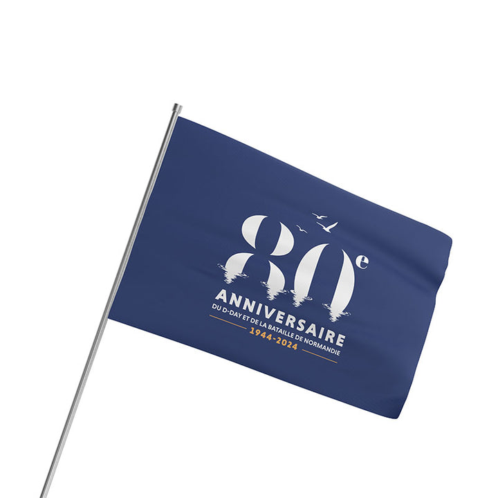 Drapeau du 80ème D-day bleu à agiter