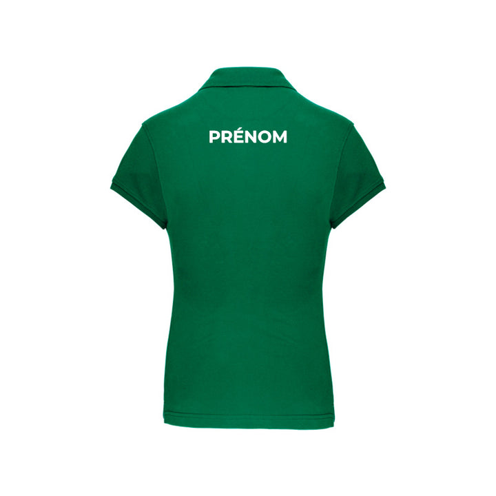 Dos du polo manches courtes Douvres Tennis de Table pour femme avec prénom