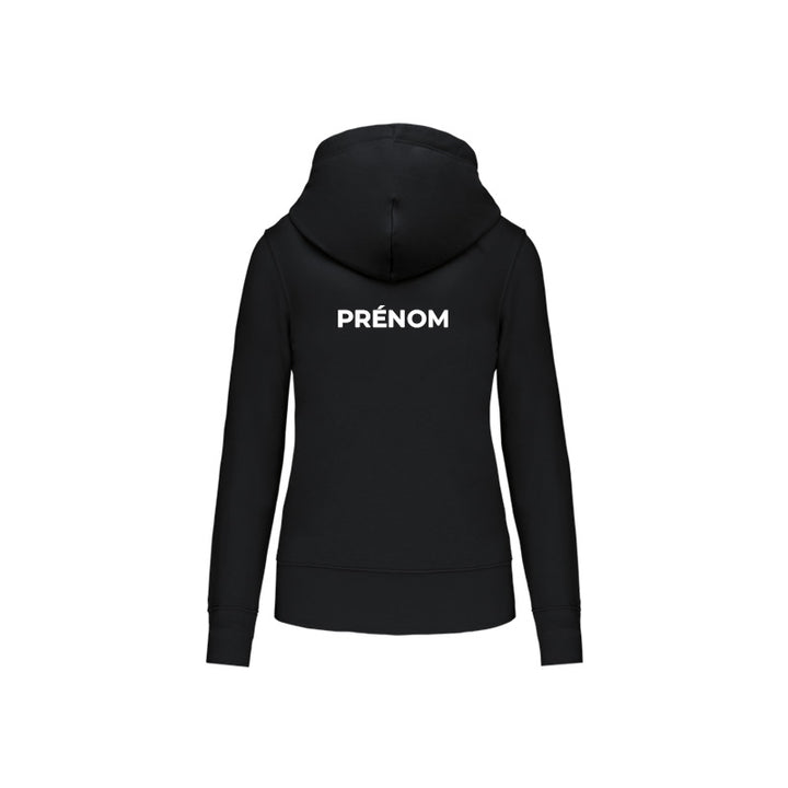 Dos du sweat-shirt zippé Douvres Tennis de Table pour femme avec prénom