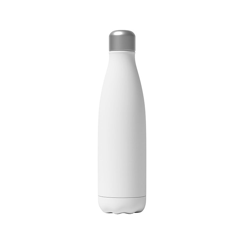 Bouteille écologique blanche en inox, réutilisable, design personnalisable pour entreprise ou cadeau.