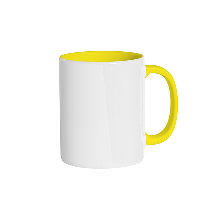 Tasse jaune avec impression pas cher