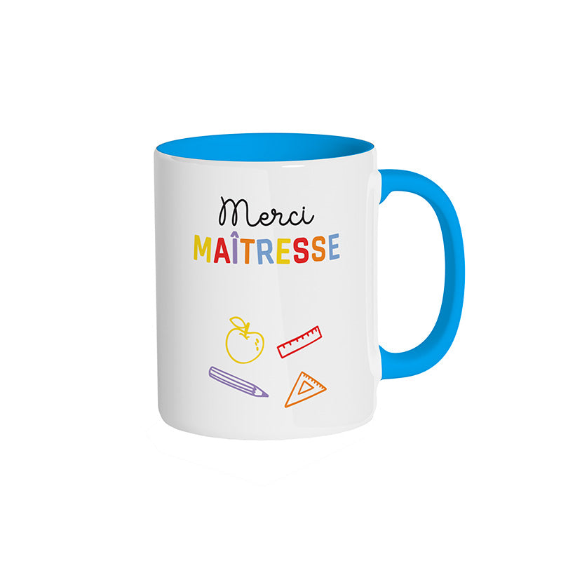 Mug bleu ciel "Merci Maîtresse"