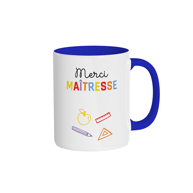 Mug bleu roi "Merci Maîtresse"