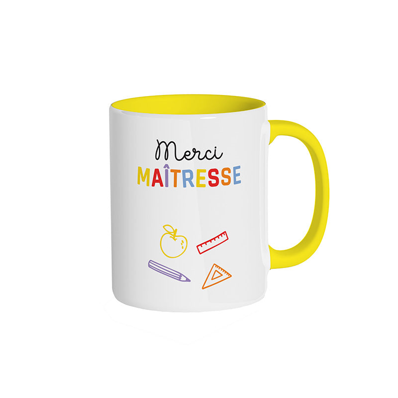 Mug jaune "Merci Maîtresse"