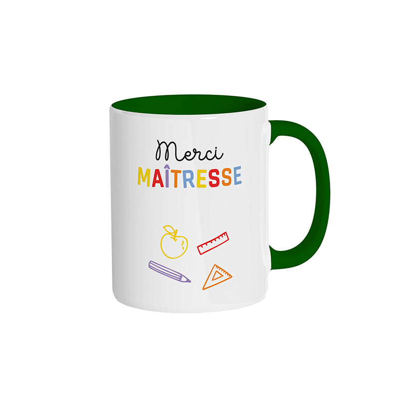 Mug vert "Merci Maîtresse"