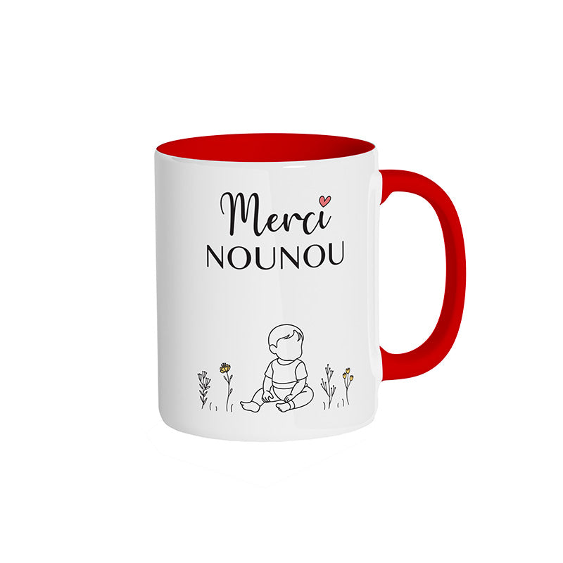 Mug rouge "Merci Nounou"