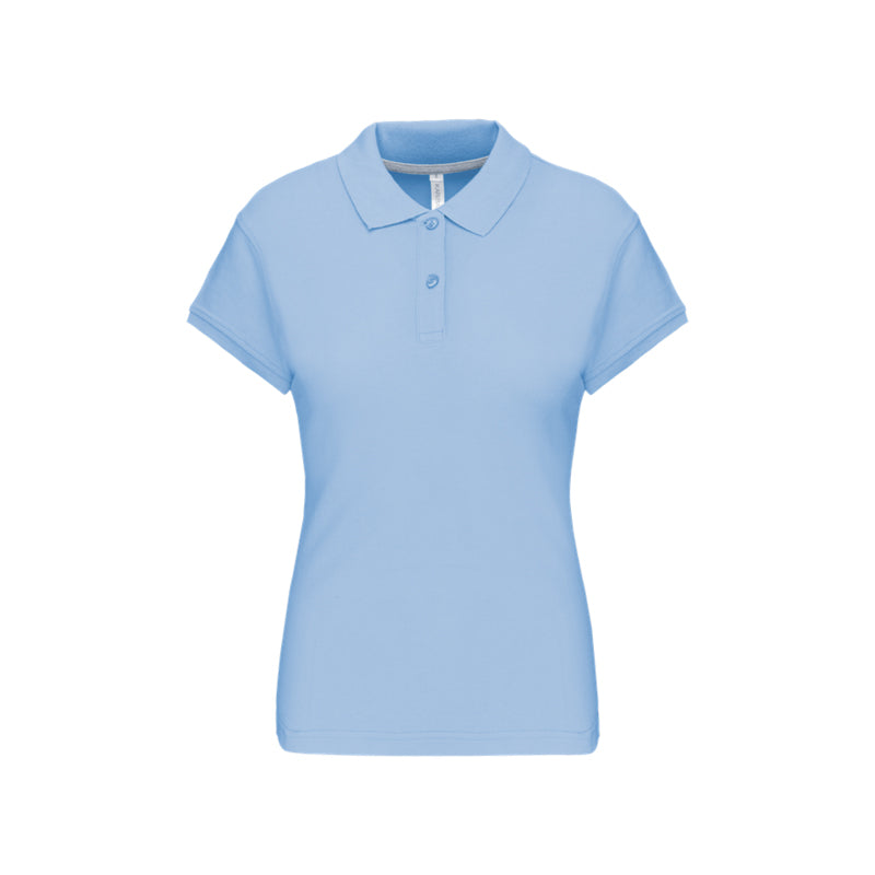 Polo à manches courtes bleu ciel personnalisé pour femme