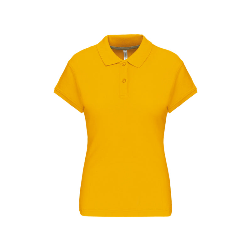 Polo à manches courtes jaune moutarde personnalisé pour femme