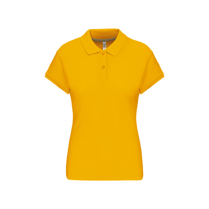 Polo à manches courtes jaune moutarde personnalisé pour femme
