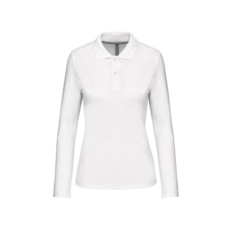 Polo blanc à manches longues personnalisé pour femme