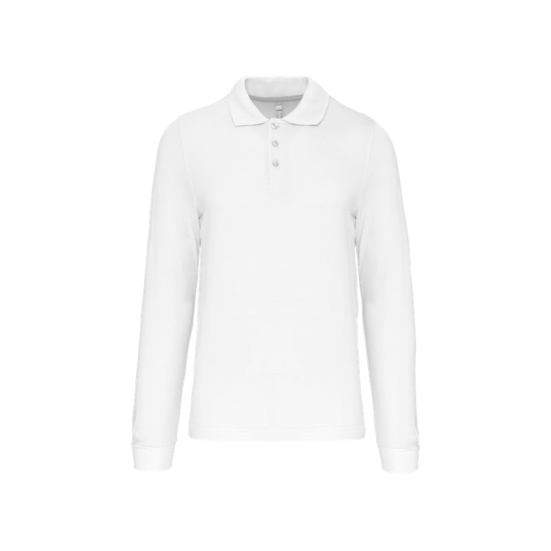 Polo blanc à manches longues personnalisé pour homme
