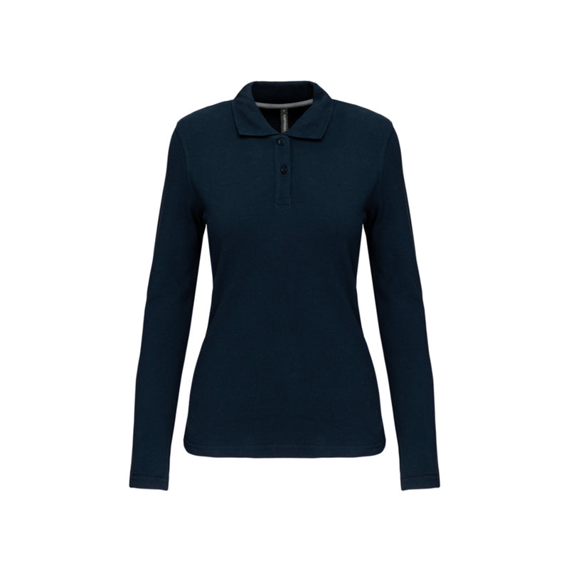 Polo bleu marine à manches longues personnalisé pour femme