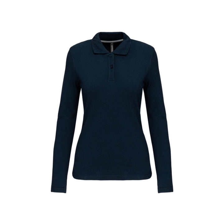 Polo bleu marine à manches longues personnalisé pour femme