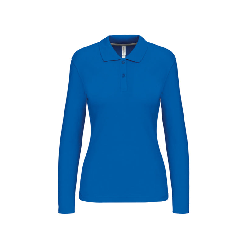 Polo bleu roi à manches longues personnalisé pour femme
