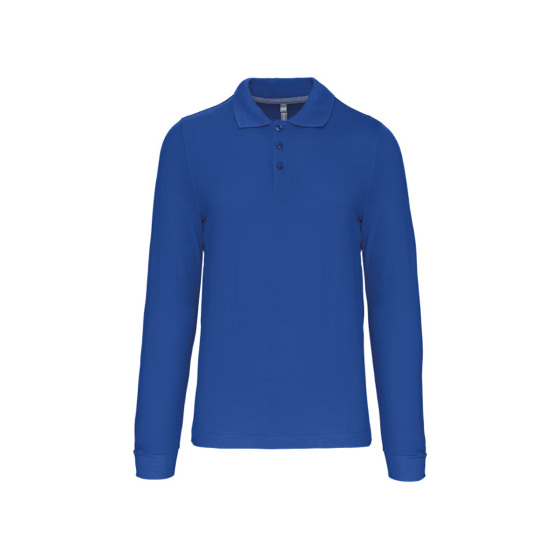 Polo bleu roi à manches longues personnalisé pour homme