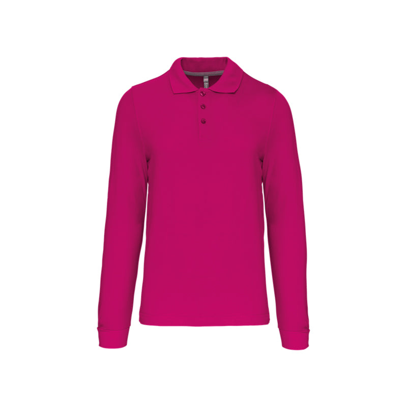 Polo fuchsia à manches longues personnalisé pour homme