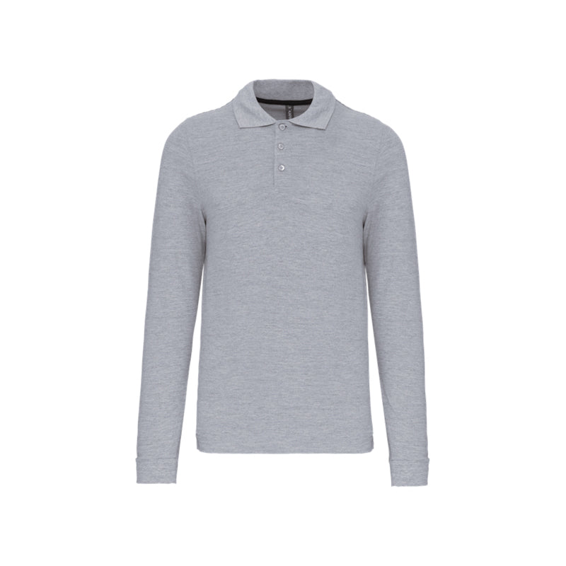 Polo gris à manches longues personnalisé pour homme
