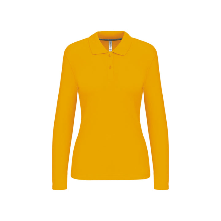 Polo jaune moutarde à manches longues personnalisé pour femme