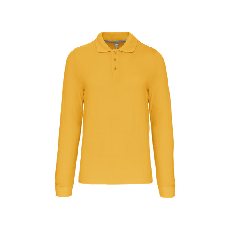 Polo jaune moutarde à manches longues personnalisé pour homme