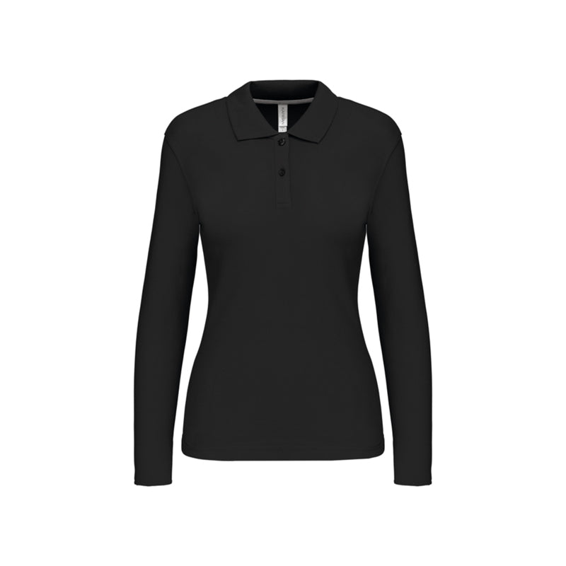 Polo noir à manches longues personnalisé pour femme