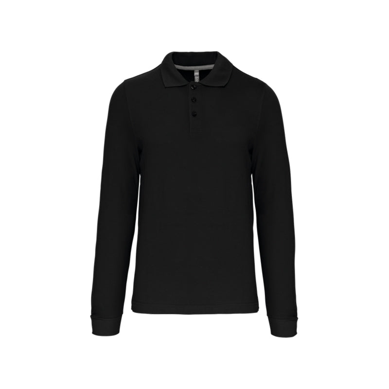 Polo noir à manches longues personnalisé pour homme