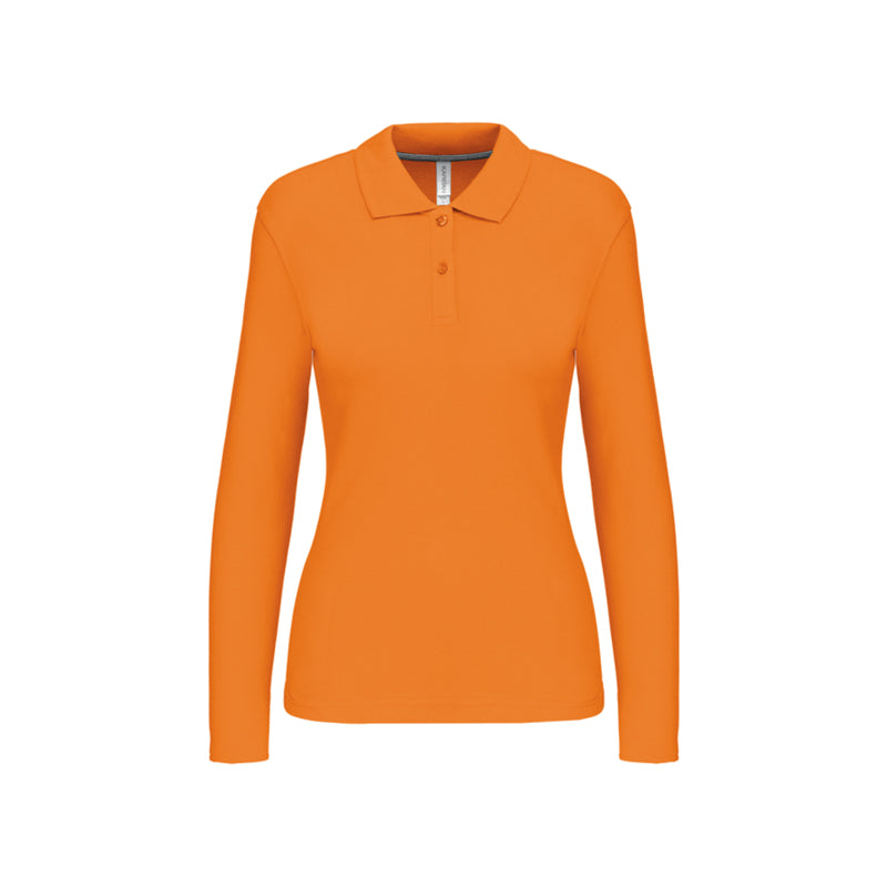 Polo orange à manches longues personnalisé pour femme