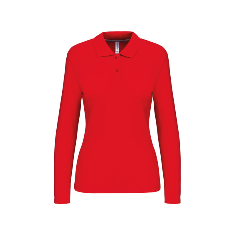 Polo rouge à manches longues personnalisé pour femme