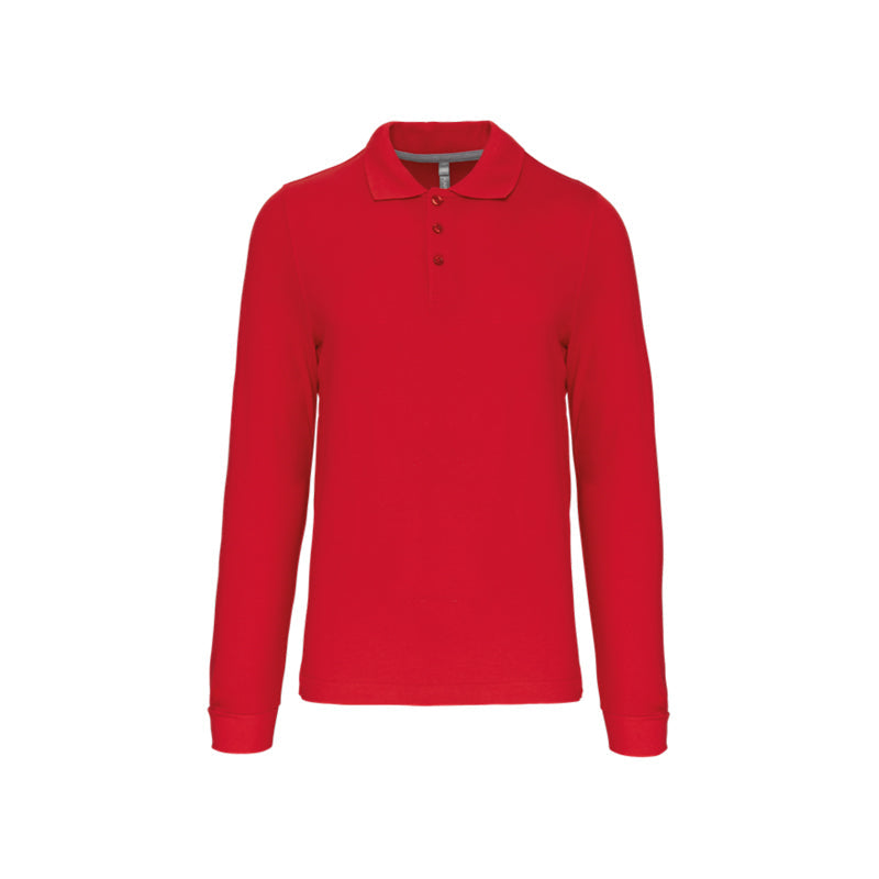 Polo rouge à manches longues personnalisé pour homme