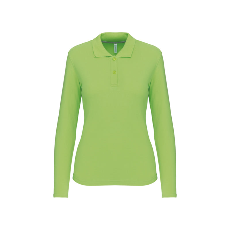 Polo vert citron à manches longues personnalisé pour femme
