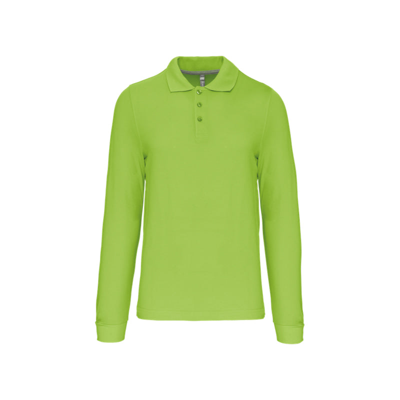 Polo vert citron à manches longues personnalisé pour homme