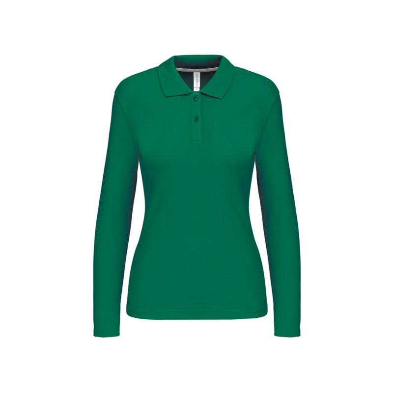 Polo vert à manches longues personnalisé pour femme