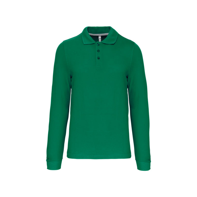 Polo vert à manches longues personnalisé pour homme