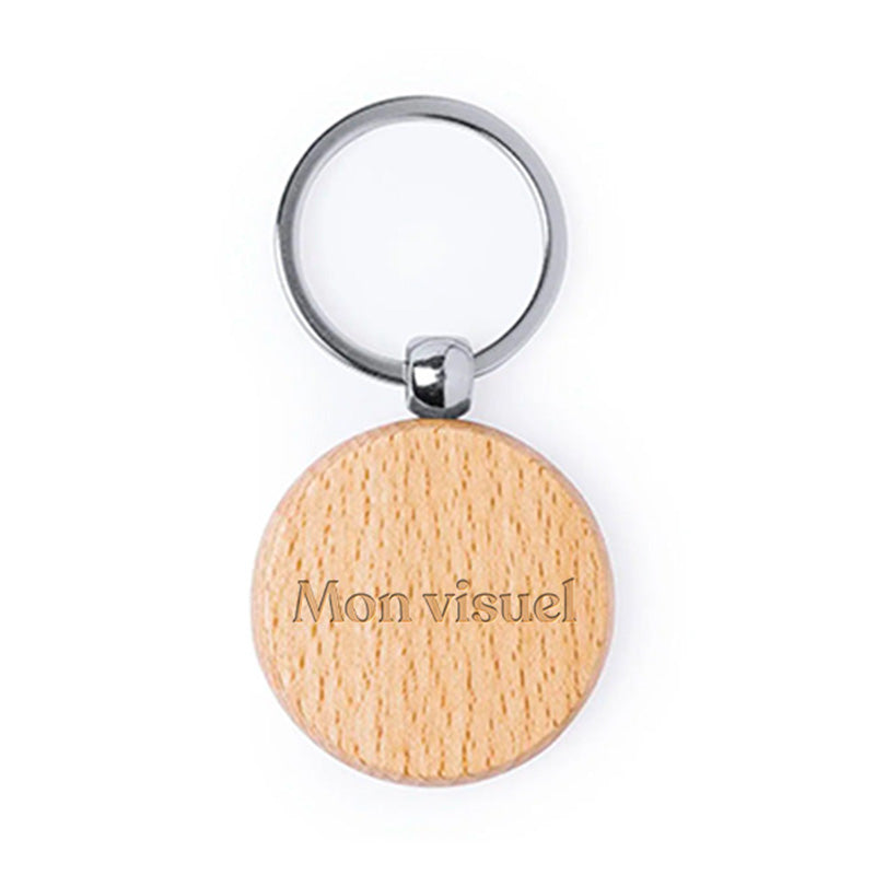 Porte-clés en bois rond gravé