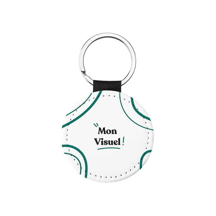 Porte-clés en simili-cuir rond personnalisé