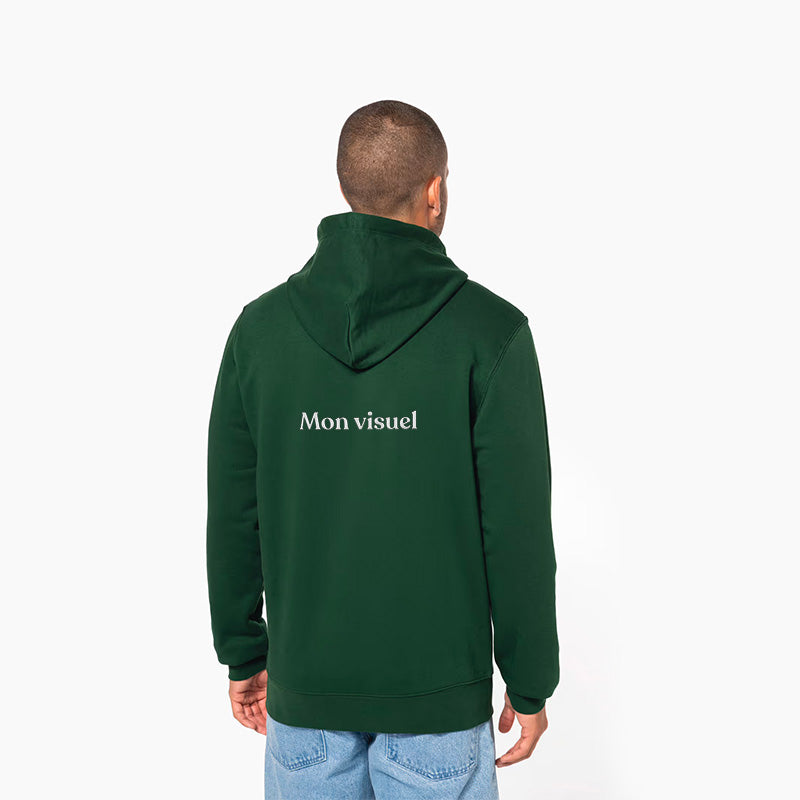 Sweat-shirt à capuche vert pour homme brodé au dos