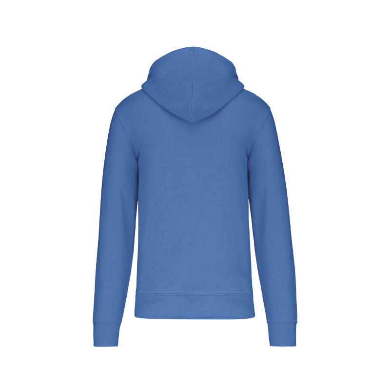 Sweat bleu personnalisable dans le dos dans notre atelier à Douvres-la-Délivrande