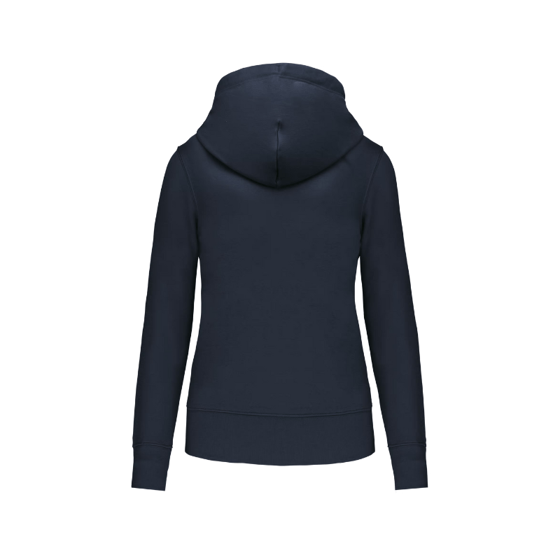 Sweat à fermeture éclair bleu marine personnalisable dans le dos coupe femme