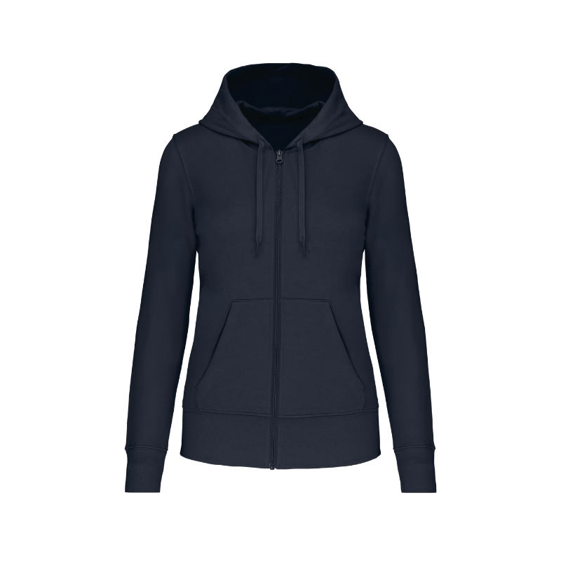 Sweat à fermeture éclair bleu marine personnalisable sur la poitrine coupe femme