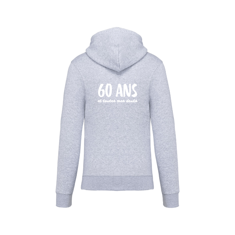 Sweat gris chiné avec un zip à personnaliser selon vos envies avec des photos images et texte