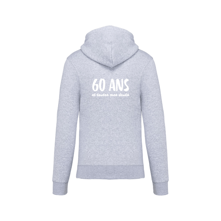 Sweat gris chiné avec un zip à personnaliser selon vos envies avec des photos images et texte