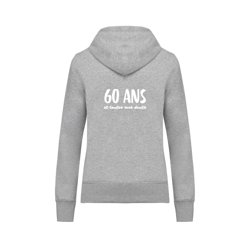 Sweat gris clair avec un zip à personnaliser avec des photos, images et texte dans le dos