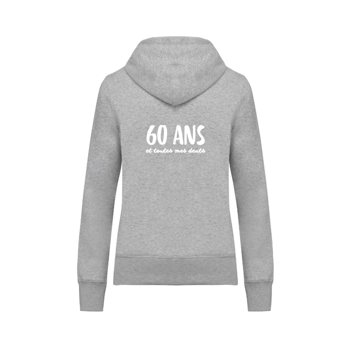 Sweat gris clair avec un zip à personnaliser avec des photos, images et texte dans le dos